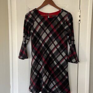 Jessica Howard Plaid Flare Sleeve Dress - Petite Small